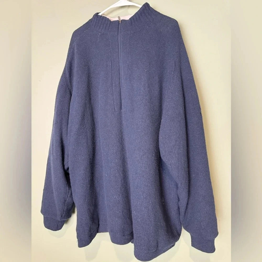 Adidas Mens Wool Quarter Zip Pullover Lined Heavy Thick‎ Sweater XXLarge Navy